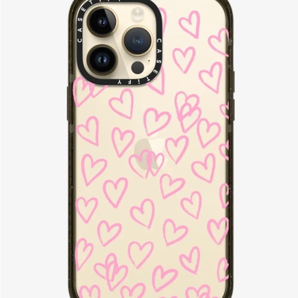 Casetify Pink Heart Clear iPhone Case